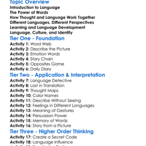 Language And Thought Worksheet Activity Booklet