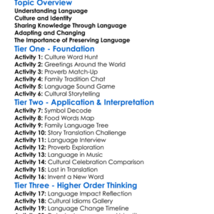 Language As A Carrier Of Culture Worksheet Activity Booklet