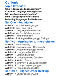 Language Endangerment And Revitalization Worksheet Activity Booklet