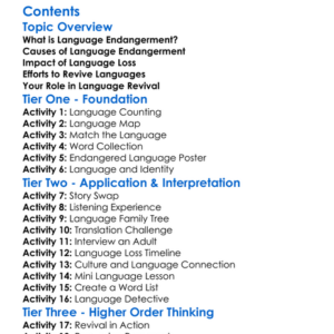 Language Endangerment And Revival Worksheet Activity Booklet