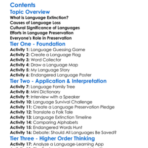 Language Extinction And Preservation Worksheet Activity Booklet