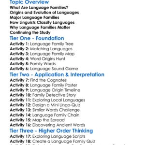 Language Families And Origins Worksheet Activity Booklet