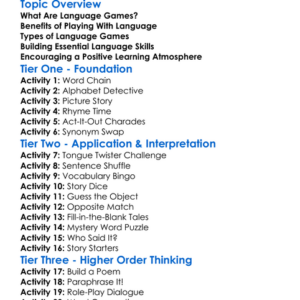 Language Games Worksheet Activity Booklet