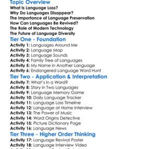 Language Loss And Revival Worksheet Activity Booklet