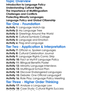 Language Policy And Cultural Rights Worksheet Activity Booklet