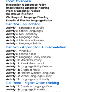 Language Policy And Planning Worksheet Activity Booklet