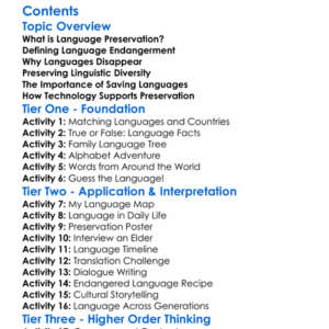 Language Preservation And Endangerment Worksheet Activity Booklet