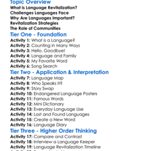 Language Revitalization Worksheet Activity Booklet