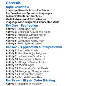 Languages And Religions Of The World Worksheet Activity Booklet