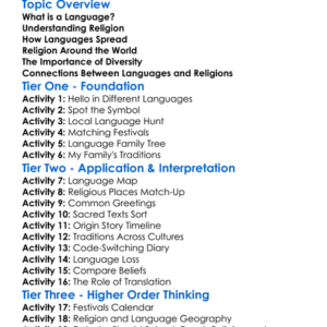 Languages And Religions Worksheet Activity Booklet