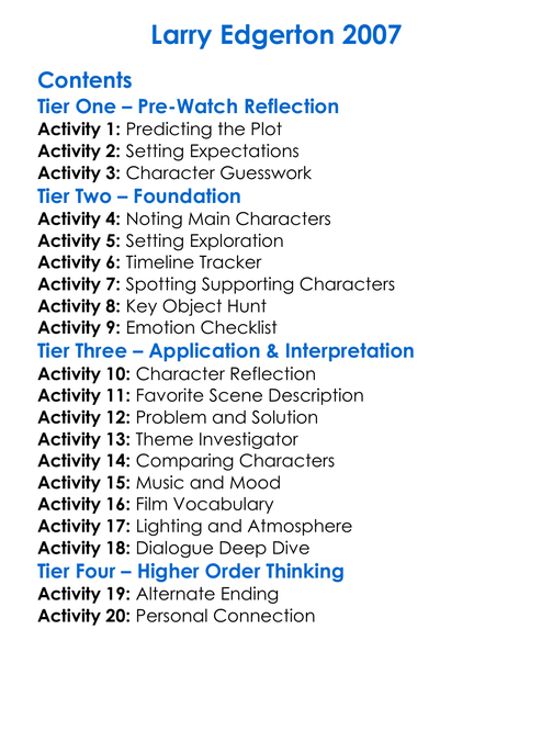 Larry Edgerton 2007 Worksheet Activity Booklet