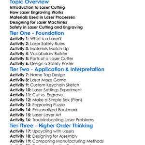 Laser Cutting And Engraving Worksheet Activity Booklet