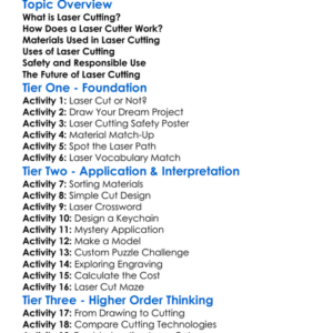 Laser Cutting Worksheet Activity Booklet