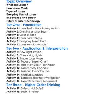 Laser Technology Worksheet Activity Booklet