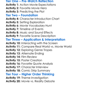 Last Action Hero 1993 Worksheet Activity Booklet