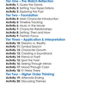 Last Night In Soho 2021 Worksheet Activity Booklet