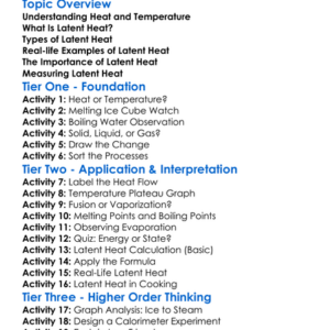 Latent Heat Worksheet Activity Booklet