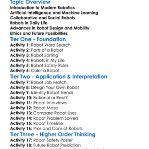Latest Trends In Robotics Worksheet Activity Booklet