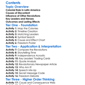 Latin American Independence Movements Worksheet Activity Booklet