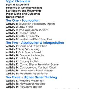 Latin American Revolutions Worksheet Activity Booklet