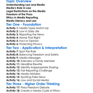 Law And Media Worksheet Activity Booklet