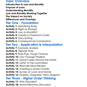 Law And Morality Worksheet Activity Booklet