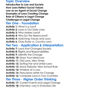 Law And Social Change Worksheet Activity Booklet