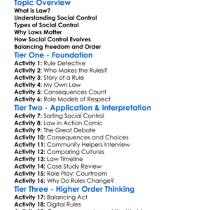 Law And Social Control Worksheet Activity Booklet