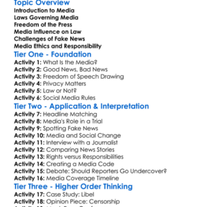 Law And The Media Worksheet Activity Booklet