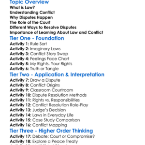 Law Conflict And Dispute Resolution Worksheet Activity Booklet