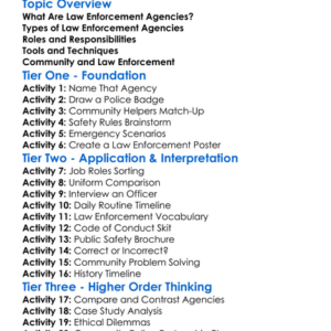 Law Enforcement Agencies Worksheet Activity Booklet