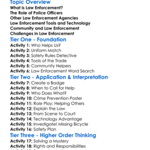 Law Enforcement Worksheet Activity Booklet