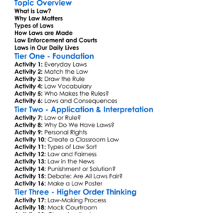 Law In Society Worksheet Activity Booklet