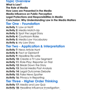 Law In The Media Worksheet Activity Booklet