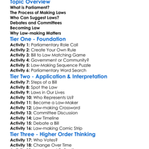 Law-Making By Parliament Worksheet Activity Booklet