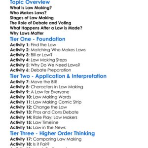 Law-Making Processes Worksheet Activity Booklet