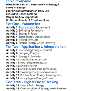 Law Of Conservation Of Energy Worksheet Activity Booklet