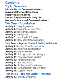 Law Of Conservation Of Mass And Energy Worksheet Activity Booklet