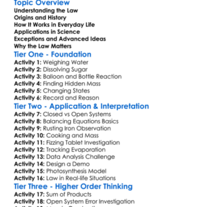 Law Of Conservation Of Mass Worksheet Activity Booklet