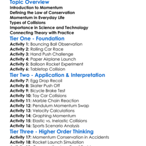 Law Of Conservation Of Momentum Worksheet Activity Booklet