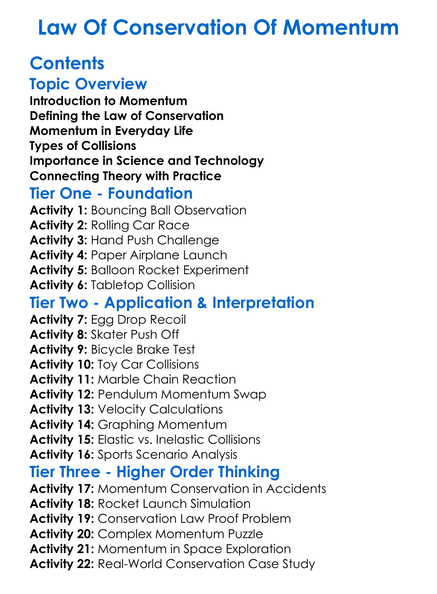 Law Of Conservation Of Momentum Worksheet Activity Booklet