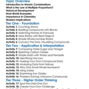 Law Of Multiple Proportions Worksheet Activity Booklet