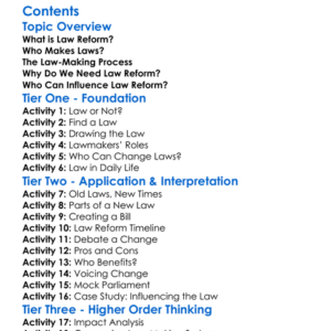 Law Reform And Law-Making Processes Worksheet Activity Booklet