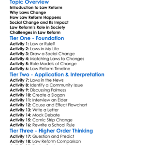Law Reform And Social Change Worksheet Activity Booklet