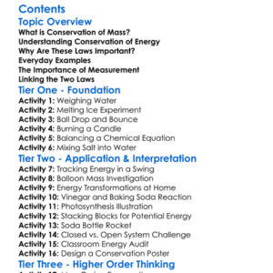 Laws Of Conservation Of Mass And Energy Worksheet Activity Booklet