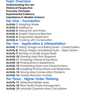 Laws Of Conservation Of Mass Worksheet Activity Booklet