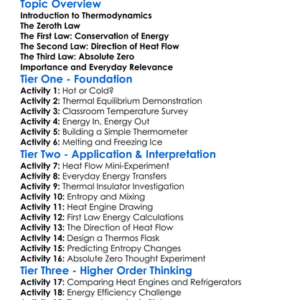Laws Of Thermodynamics Worksheet Activity Booklet