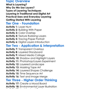 Layering Techniques Worksheet Activity Booklet