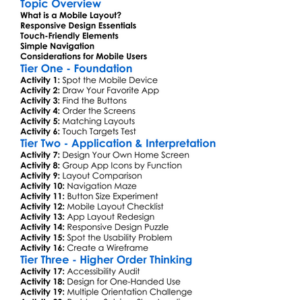 Layout For Mobile Devices Worksheet Activity Booklet