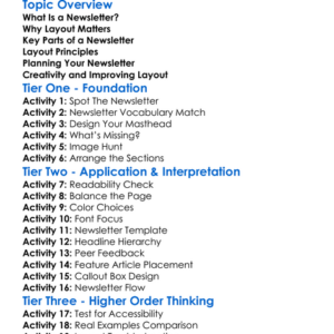 Layout For Newsletters Worksheet Activity Booklet